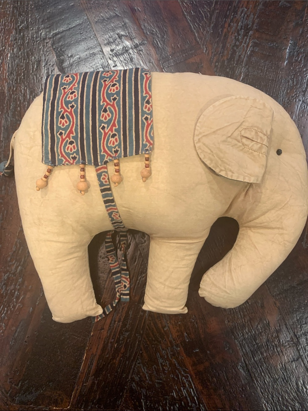 Good luck 🍀 Elephant Accent Pillow with Striped Tassel Saddle